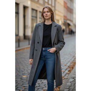 Karen 100% Wool Made in USA Double Breasted Long Wool Coat Vintage 12 14 L